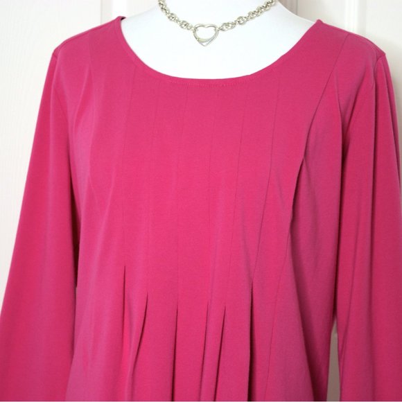 NWOT Plus Woman Within Fuchsia Pink Pleated Tunic Size 18/20 - Picture 2 of 8